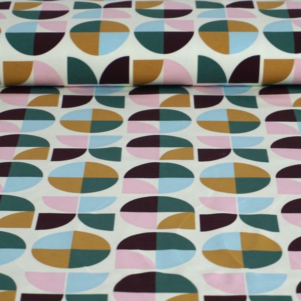 REST Stretch-Sweat Geometrisches lila rosa, gelb, grün